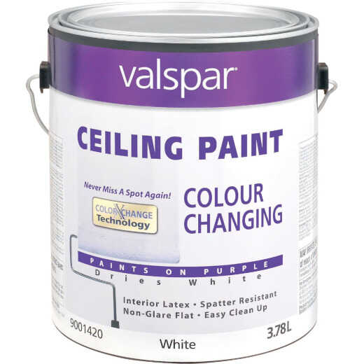 Valspar Color Changing Latex Flat Ceiling Paint, White, 1 Gal.